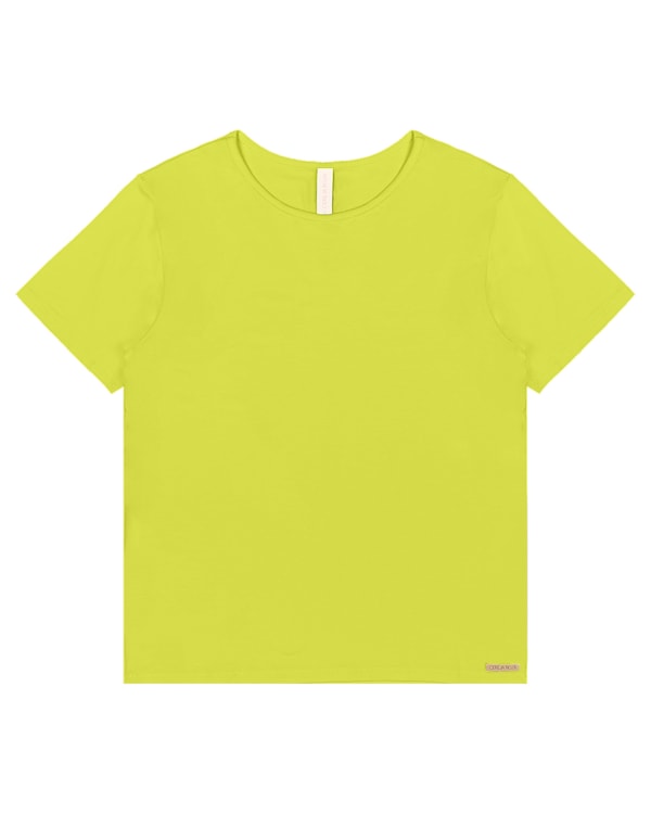 Blusa Básica Manga Curta em Viscose - Cereja Rosa - Aspargo