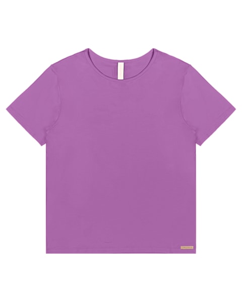 Blusa Básica Manga Curta em Viscose - Cereja Rosa - Deep Violet