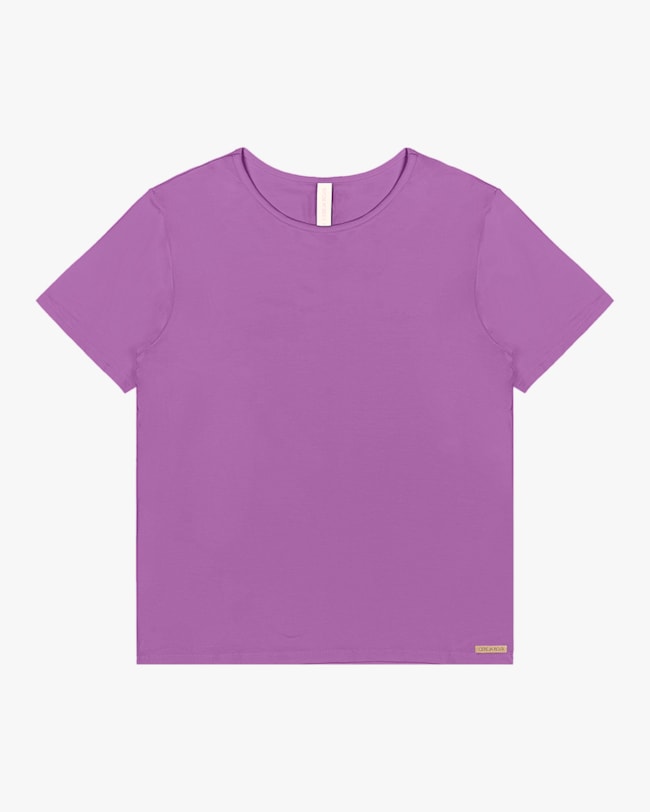 Blusa Básica Manga Curta em Viscose - Cereja Rosa - Deep Violet-e445d74e-a160-42cc-bece-1887744f76cb