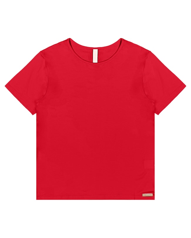 Blusa Básica Manga Curta em Viscose - Cereja Rosa - Tomato-cc7db055-af72-4057-a3cf-7c3a6d3c6ddd