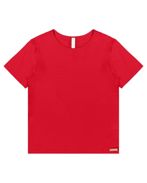 Blusa Básica Manga Curta em Viscose - Cereja Rosa - Tomato
