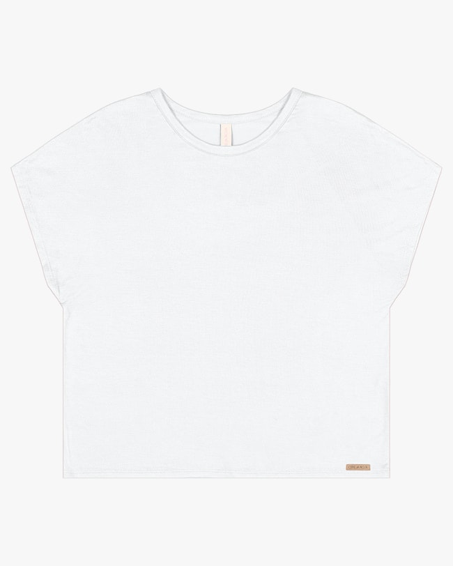 Blusa Básica Manga Curta em Viscose Crepe - Cereja Rosa - Branco-b6be4c80-439a-431b-b0e8-ba30cd72a73d