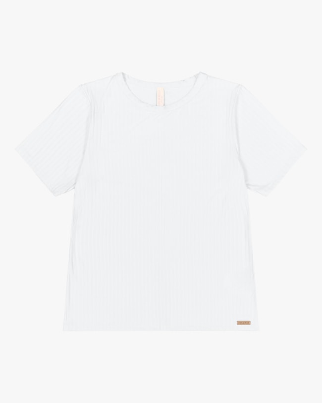 Blusa Básica Manga Curta Plus Size em Meia Malha - Cereja Rosa -Branco-0cd1870e-c532-454b-ac60-9f60383508b0