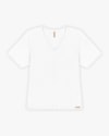 Blusa Básica Plus Size com Decote V Canelada - Cereja Rosa - Branco-435c62d9-1ba9-413d-8b01-c6d805b4cc7e