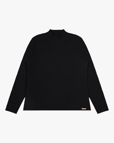 Blusa Básica Plus Size em Canelado Cereja Rosa Preto