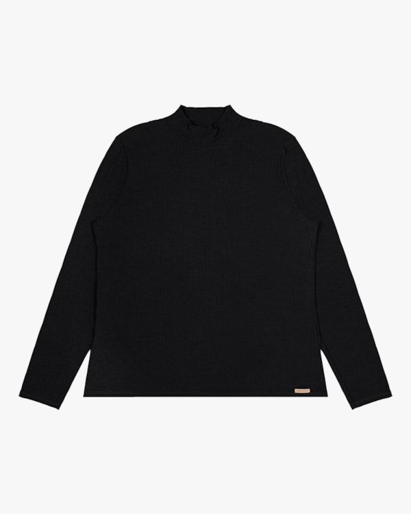 Blusa Básica Plus Size em Canelado Cereja Rosa Preto