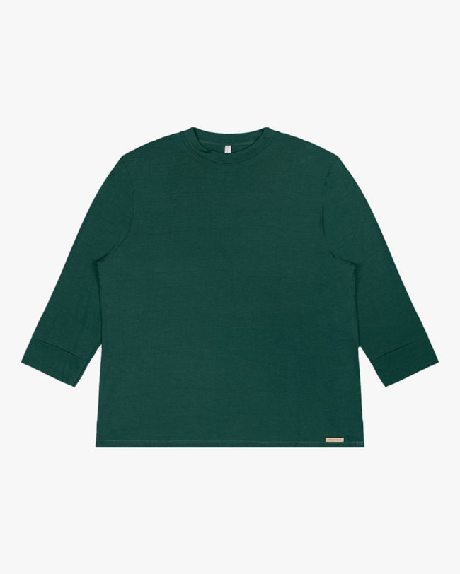 Blusa Básica Plus Size Manga 3/4 Cereja Rosa Verde-4bf7e0fe-053a-456e-a928-b668eb20b8a2