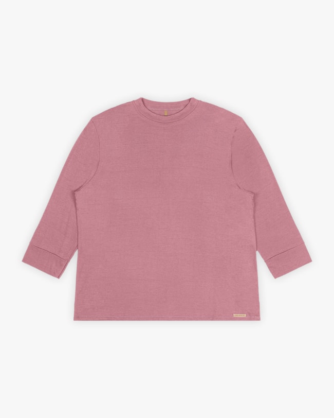 Blusa Básica Plus Size Manga 3/4 em  Viscose Crepe - New Rose-9527caf5-428f-4b3c-bd84-e25ff1cc1144