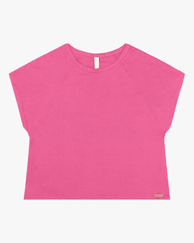 Blusa Básica Plus Size Manga Curta Cereja Rosa-3ac88612-33b3-4896-8809-ac263c3c4f23