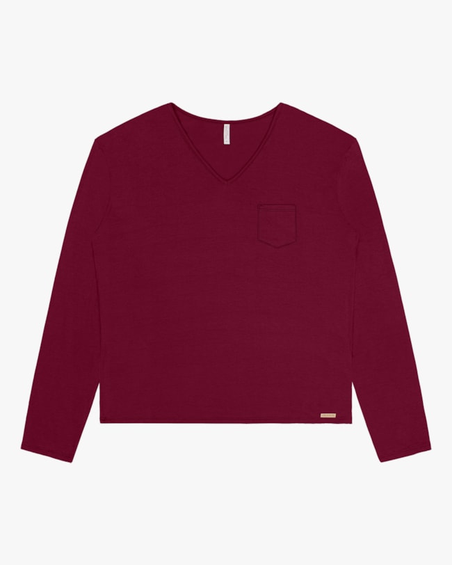 Blusa Básica Plus Size Manga Longa Cereja Rosa Vinho-e636c919-2564-47c8-b1f7-9c2e767db04c