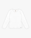 Blusa Básica Plus Size Manga Longa em Cotton - Cereja Rosa - Branco-c8660877-a80c-4123-b637-cecd7f4c7369