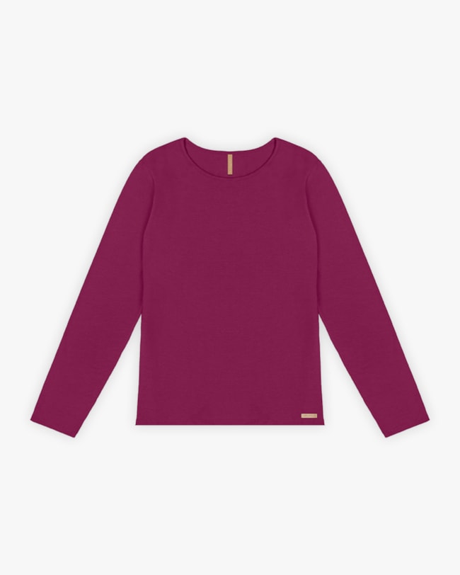 Blusa Básica Plus Size Manga Longa em Cotton - Cereja Rosa - Marsala-ea1288b9-ba03-43f7-a7bb-f23ddc5d058d