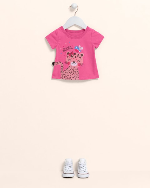 Blusa Bebê em Meia Malha Estampa Oncinha - Kely Kety - Blossom