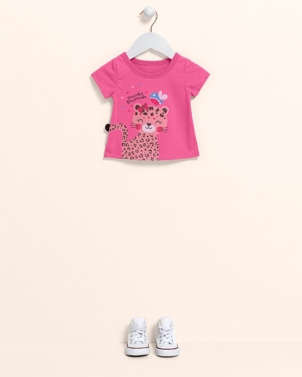 Blusa Bebê em Meia Malha Estampa Oncinha - Kely Kety - Blossom