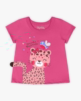 Blusa Bebê em Meia Malha Estampa Oncinha - Kely Kety - Blossom G