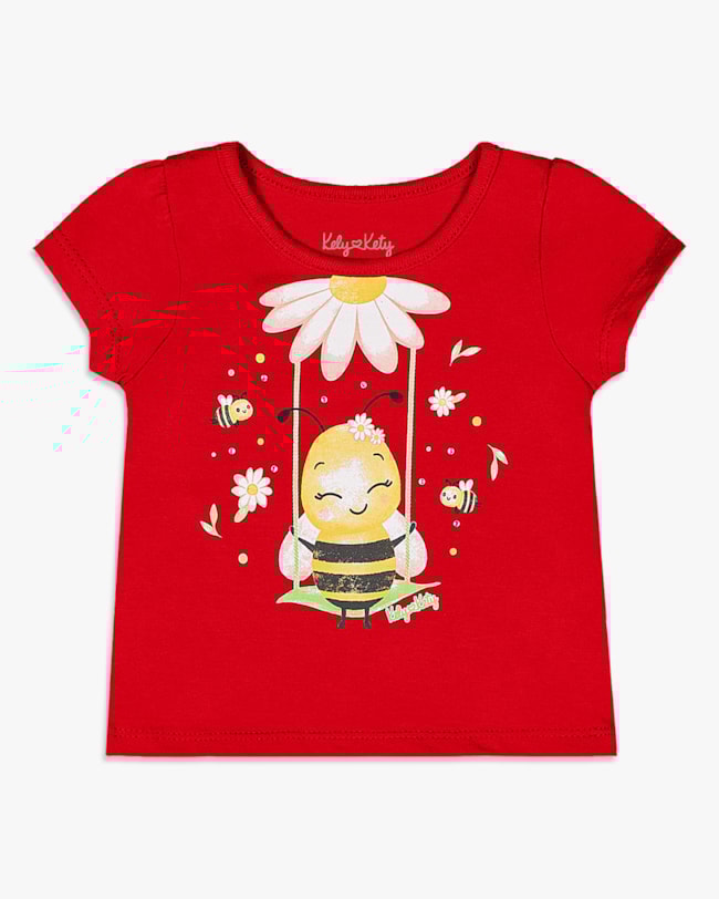Blusa Bebê Menina em Meia Malha Estampa Abelhinha - Kely Kety -Tomato-218ee0f6-4085-4418-9069-4d2987b5b020