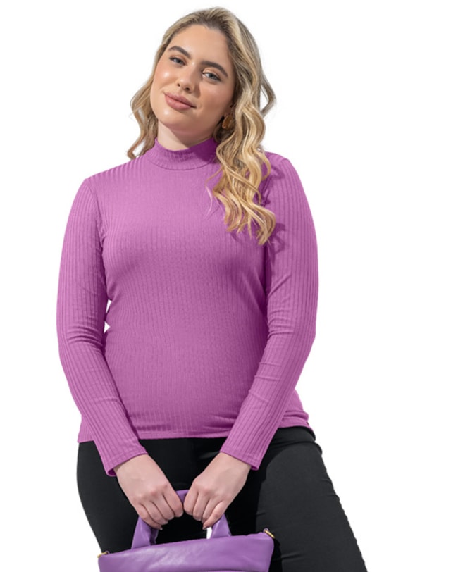 Blusa Canelada Feminina Cereja Curves Gola Alta-fdebb7d7-9b1e-4b29-873a-9bc1e195d741