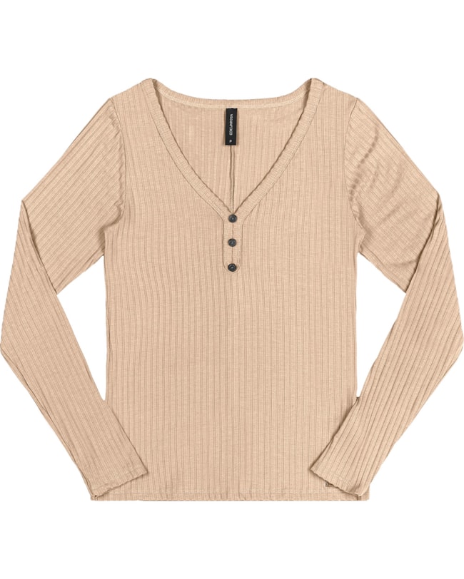 Blusa Canelada Feminina Cereja Rosa com Botões-be808451-0f5f-4d6f-8808-181b487b58a3