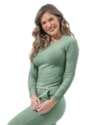 Blusa Canelada Feminina Cereja Rosa com Mangas Franzidas-8b010422-5739-4690-a2a2-aa5eca0f8c46