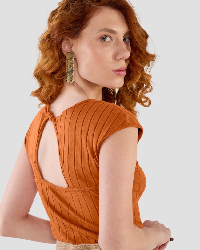 Blusa Canelada Feminina com Detalhe nas Costas - Cereja Rosa - Inca-66aa41cd-c9c4-40ca-8a47-e14188429346