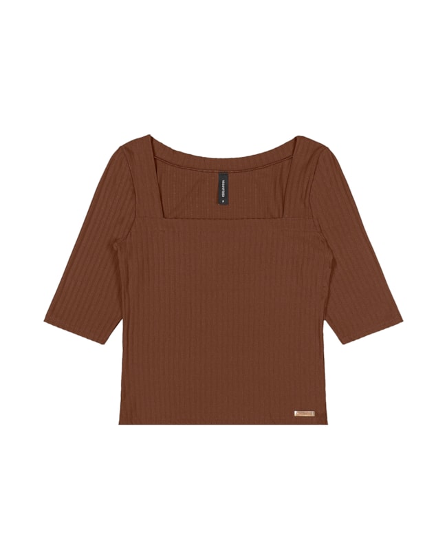 Blusa Canelada Manga 3/4 Cereja Rosa-eab9e478-4473-442e-8f19-7c4ceb43ef6c