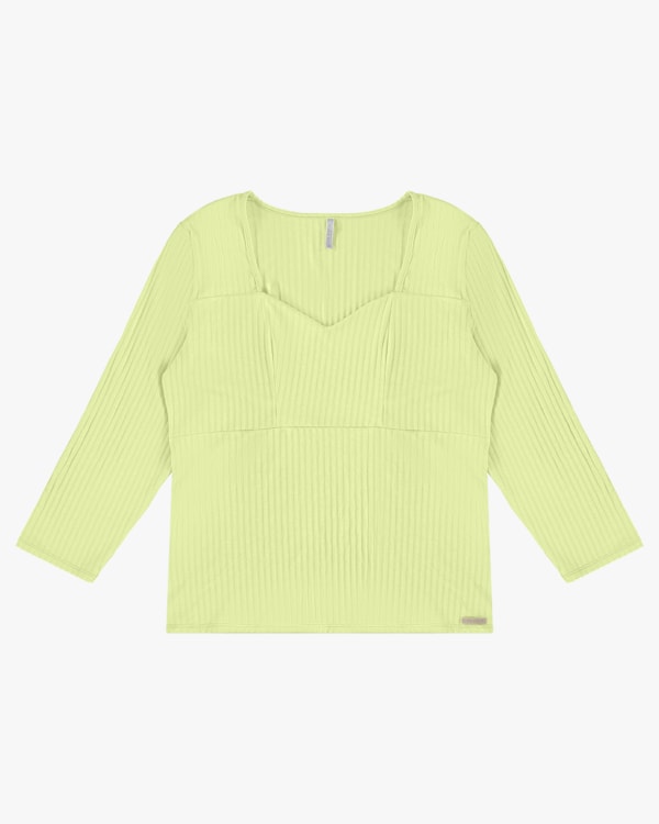 Blusa Canelada Plus Size Manga 3/4 - Cereja Rosa- Lume