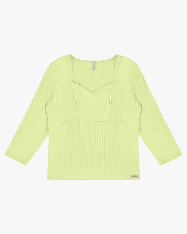 Blusa Canelada Plus Size Manga 3/4 - Cereja Rosa- Lume-68647b20-361a-4787-8493-cd56f5f9575d