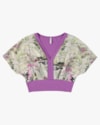 Blusa Canelada Viscose com Crepe Estampado - Cereja Rosa - Depp Violet P-b61dfa12-cc5b-4328-ace5-af9fa46db729
