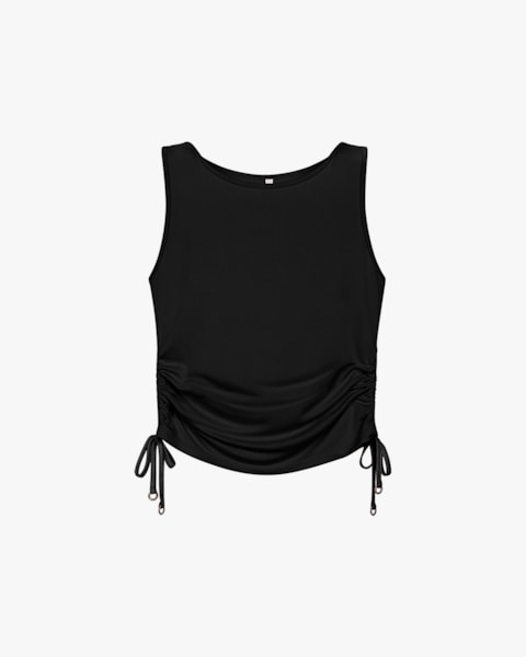 Blusa Cobre Cós com Detalhe Ajustável - Cereja Rosa - Preto