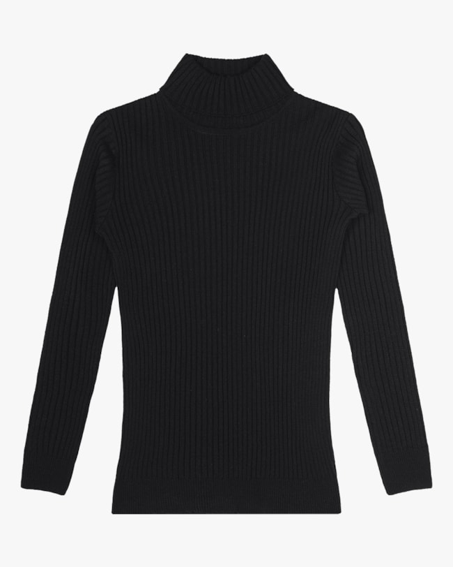 Blusa com Gola Alta em Tricô Cereja Rosa Preto-dcd728b8-fd4e-439e-8659-3cebc96355a9
