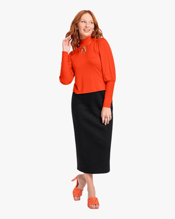 Blusa com Manga Longa Ampla Cereja Rosa Carrot