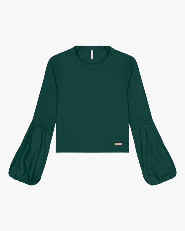 Blusa com Manga Longa Balão Cereja Rosa Verde Floresta-6bb49c3c-0fe9-4eca-b576-e8542afe58bc
