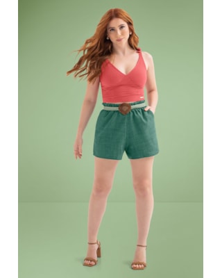 Blusa Cropped Canelada Cereja Rosa