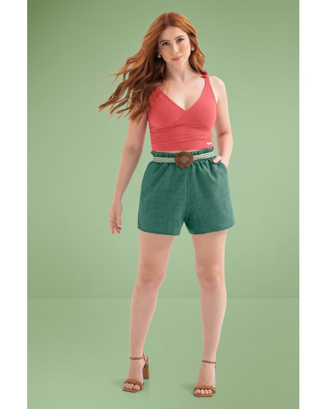 Blusa Cropped Canelada Cereja Rosa-cb985215-f39e-4adf-8ca4-18fc2e79ad03