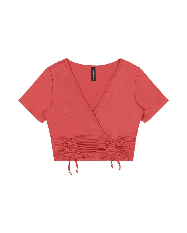 Blusa Cropped com Franzido Ajustável Cereja Rosa-b194f752-d6b7-496e-b69c-3ba584632192