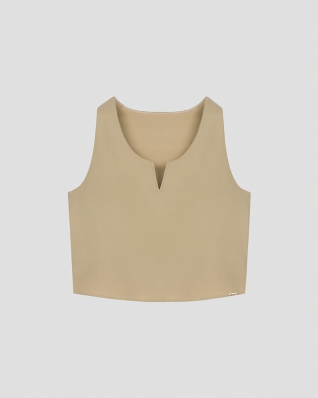 Blusa Cropped em Alfaiataria com Decote V Cereja Rosa Bege-9238b6fa-9b52-4b28-8e17-cc05a949dc73