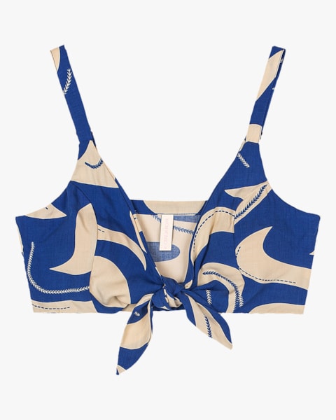 Blusa Cropped em Tecido Viscose Estampado Cereja Rosa