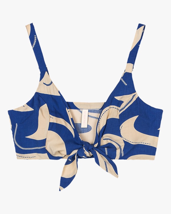 Blusa Cropped em Tecido Viscose Estampado Cereja Rosa