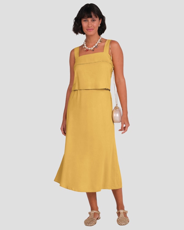 Blusa Cropped em Viscose Linho Cereja Rosa Amarelo