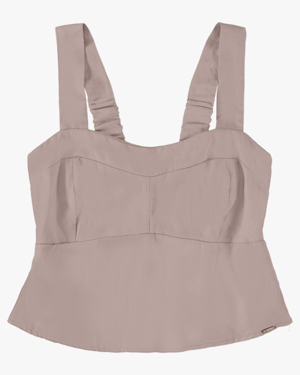 Blusa Cropped em Viscose Linho - Cereja Rosa - Bege