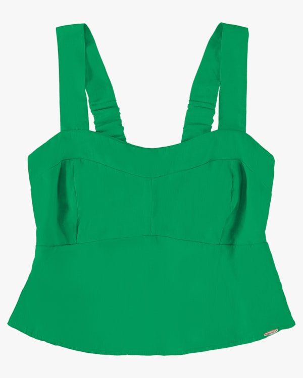 Blusa Cropped em Viscose Linho - Cereja Rosa - Folha