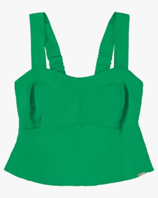 Blusa Cropped em Viscose Linho - Cereja Rosa - Folha P