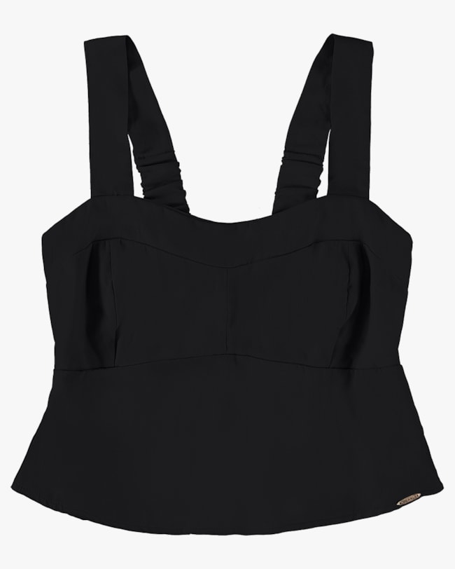 Blusa Cropped em Viscose Linho - Cereja Rosa - Preto P-e9ae85f7-78cd-456b-8e6d-176a1002cba1