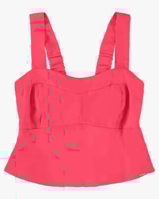 Blusa Cropped em Viscose Linho - Cereja Rosa - Rosa P