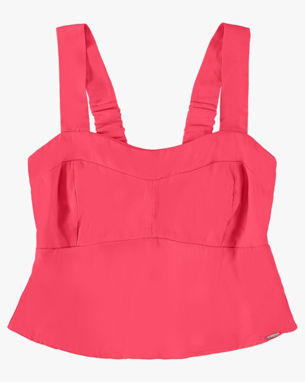 Blusa Cropped em Viscose Linho - Cereja Rosa - Rosa P