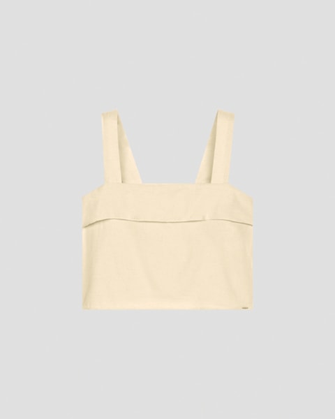 Blusa Cropped em Viscose Linho Cereja Rosa WHITE BEGE