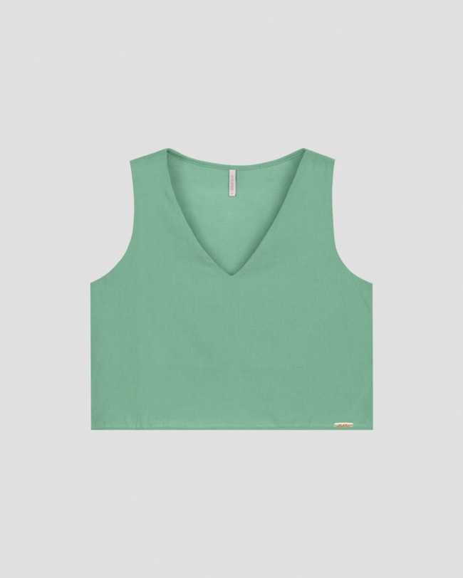 Blusa Cropped em Viscose Linho Decote V Cereja Rosa Verde-c686822a-92dc-4af1-82e9-cda981c9e1cd