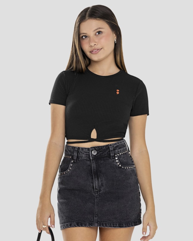 Blusa Cropped Juvenil Canelada com Amarração BaseD Preto-51a45d9b-c009-4ef6-8896-2f2a8e01dfcc