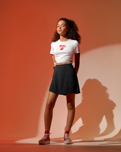 Blusa Cropped Juvenil com Estampa e Amarração - BaseD - Branco
