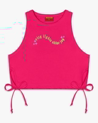 Blusa Cropped Juvenil em Cotton com Amarração - BaseD - Cherry